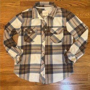 Thread & Supply Cozy Shacket in Cream and Brown